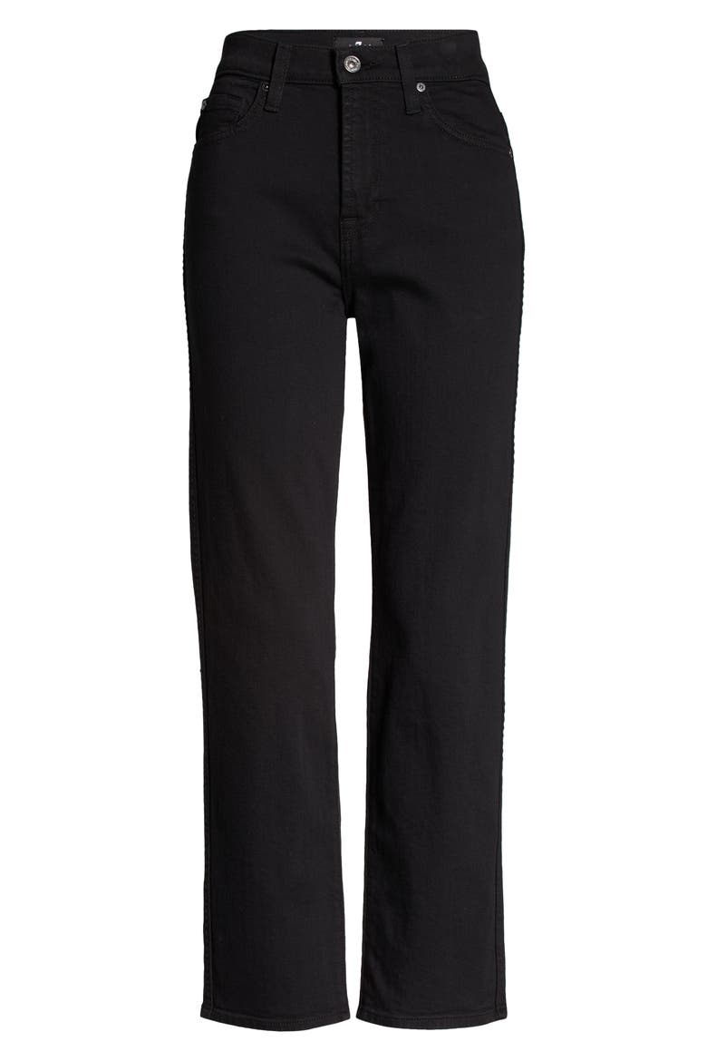 High Waist Crop Straight Leg Jeans, Alternate, color, BLACK