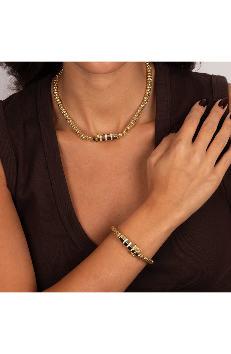 BY ADINA EDEN Beaded Cluster Rounded Clasp Pendant Necklace, Alternate, color, Gold