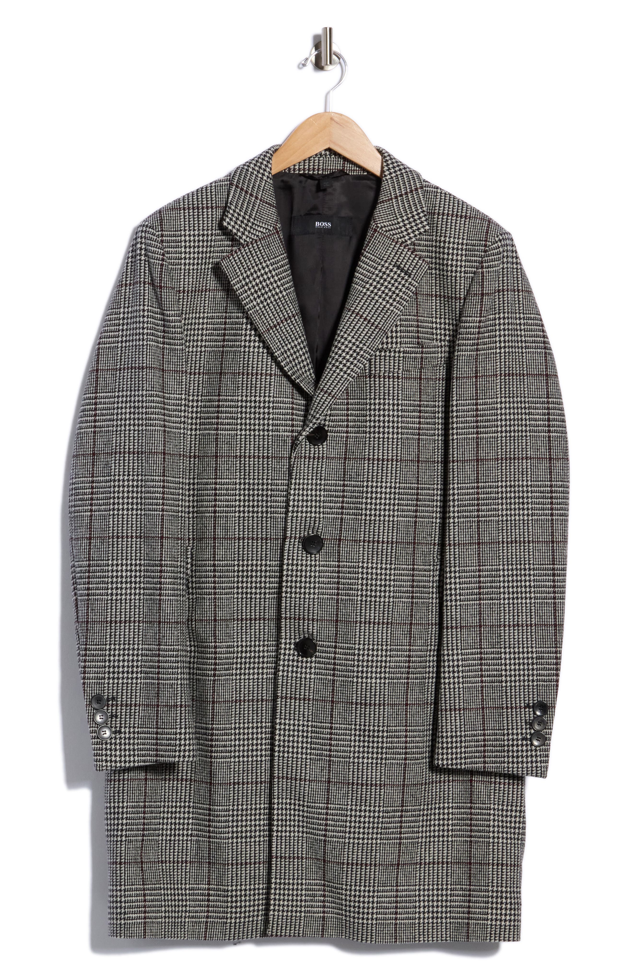 Plaid Wool Blend Coat