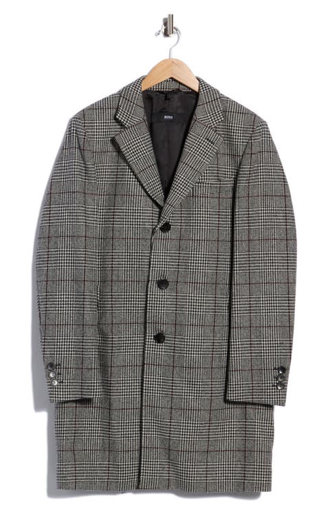 Plaid Wool Blend Coat