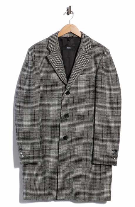 Plaid Wool Blend Coat