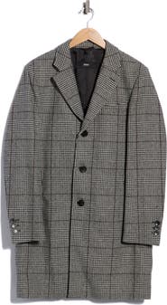 BOSS Plaid Wool Blend Coat