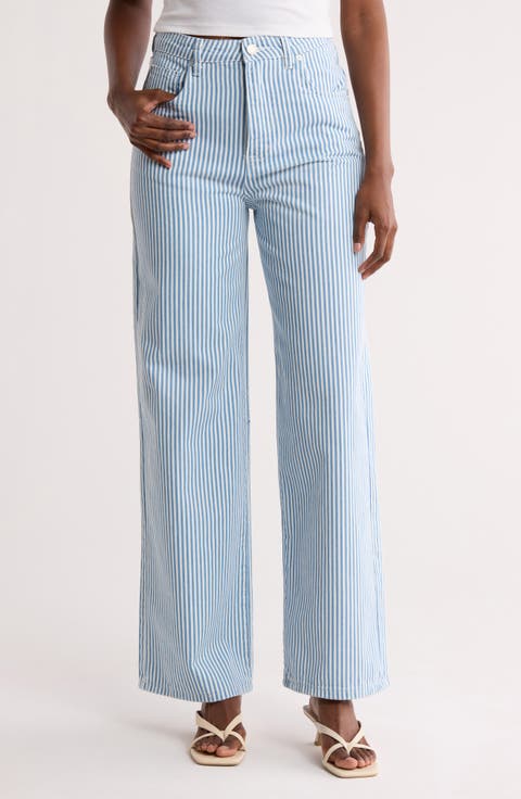 Railroad Stripe Low Rise Baggy Jeans (Walk the Line)