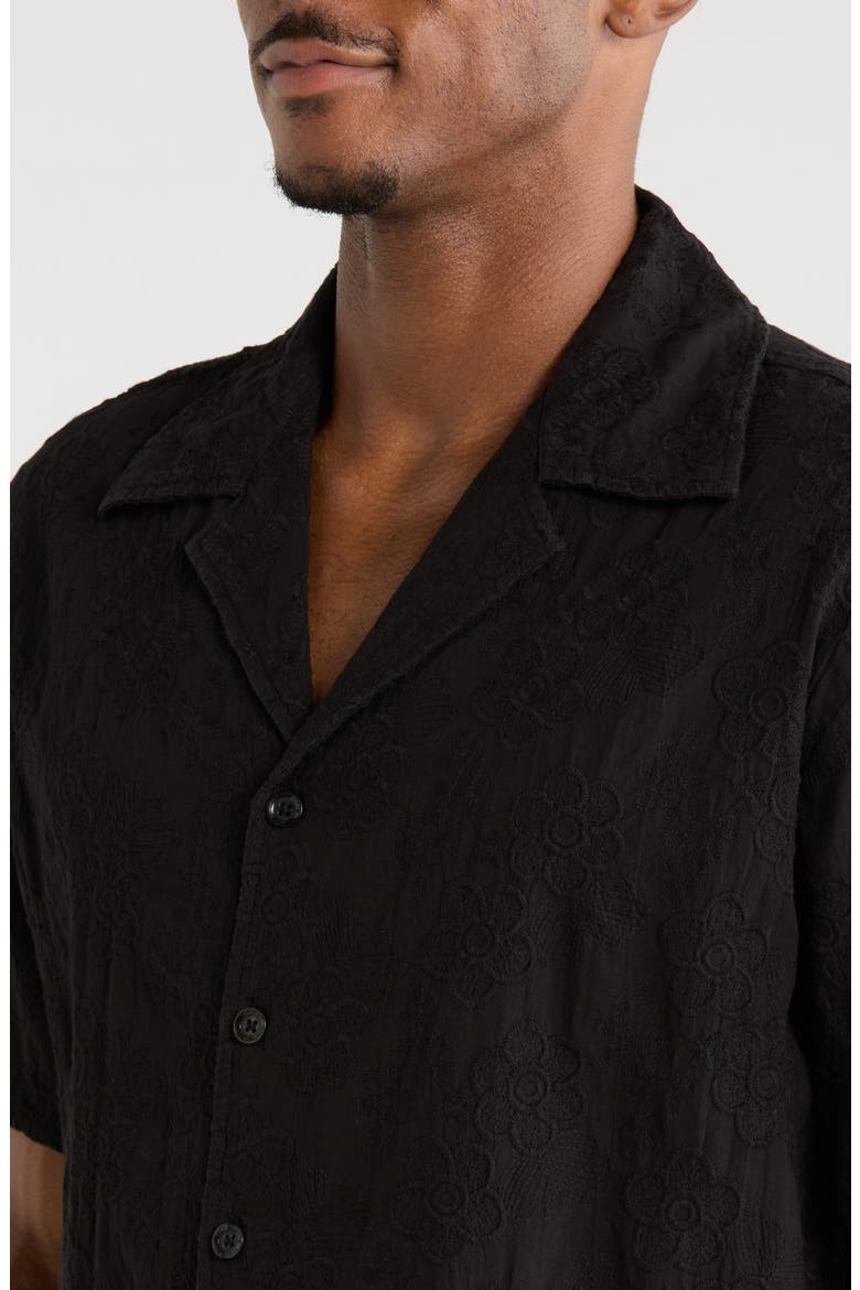 Floral Camp Shirt, Alternate, color, BLACK