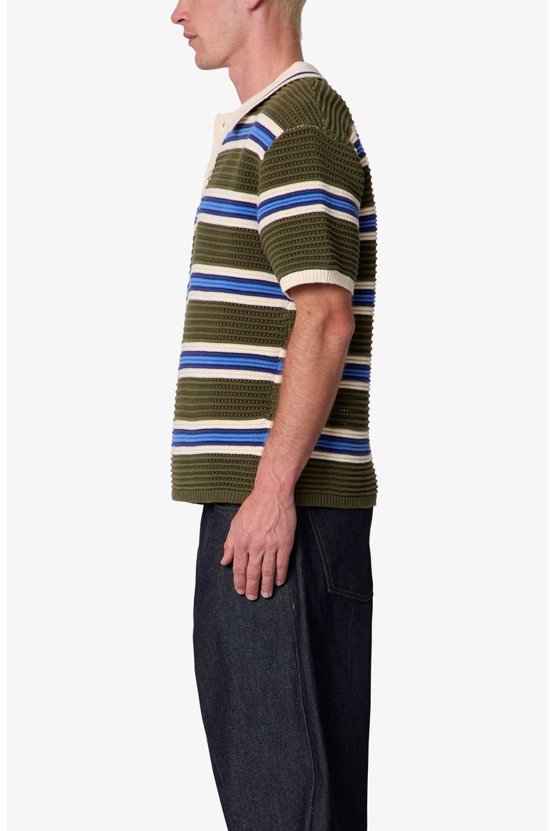 Striped Knit Polo Shirt, Alternate, color, GREEN MULTI