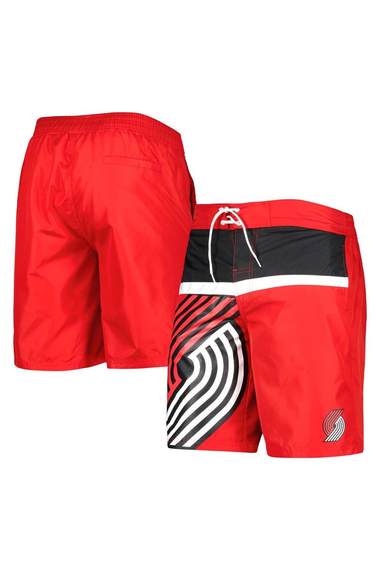 Men's G-III Sports by Carl Banks Red Portland Trail Blazers Sea Wind Swim Trunks, Main, color, Red