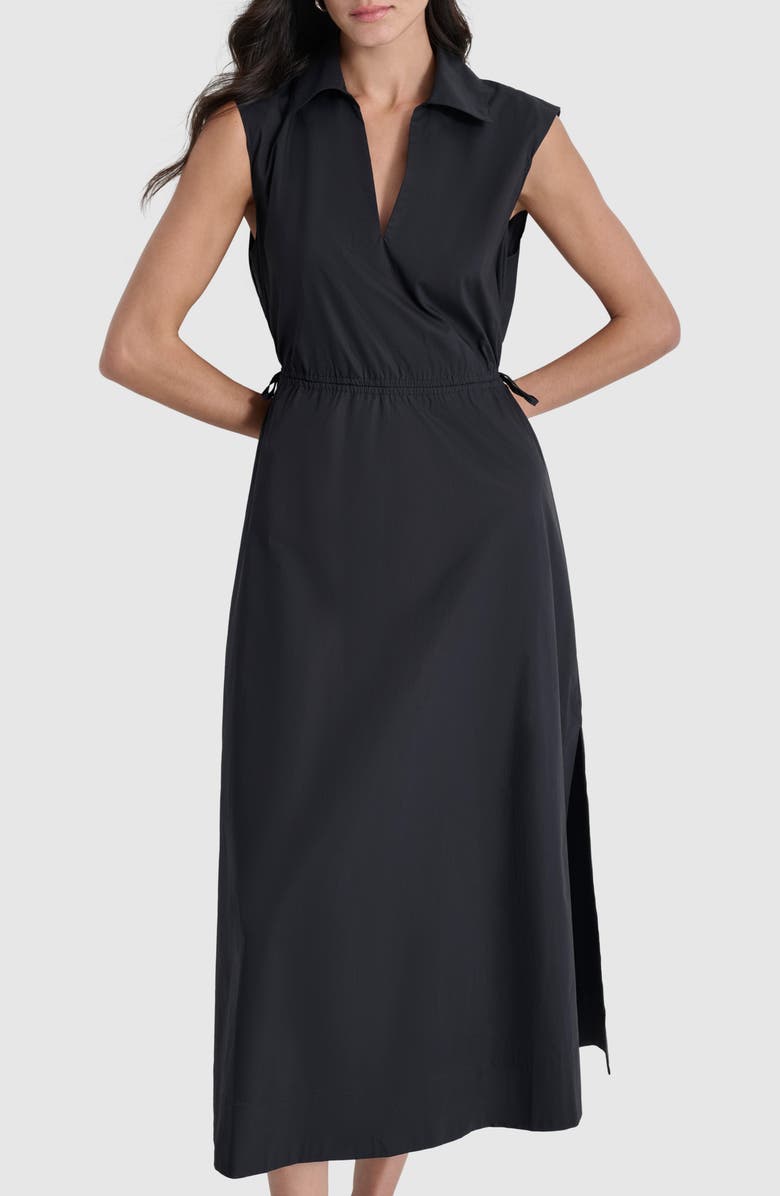 DKNY Jeans Cutout Back Cotton Poplin Maxi Dress, Alternate, color, Black