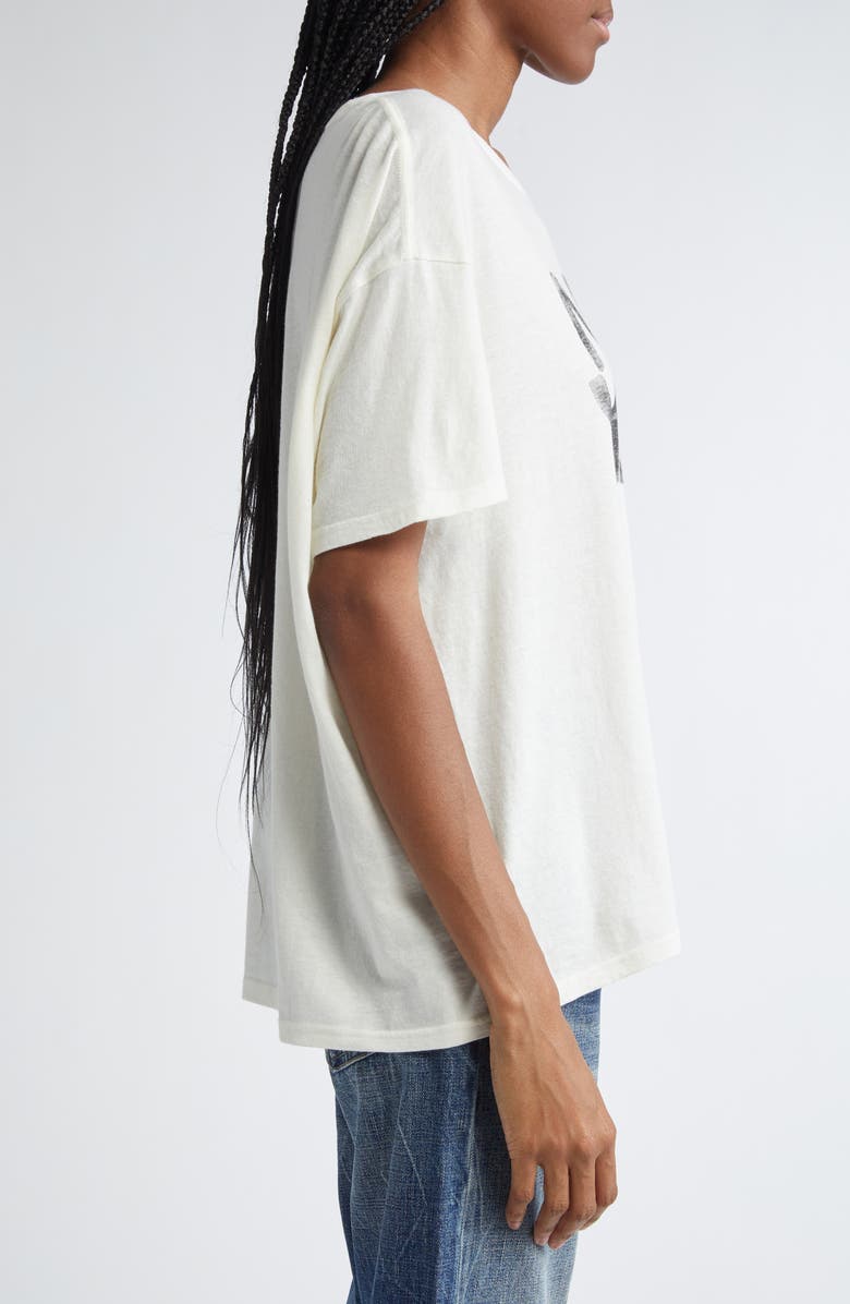 R13 New York Relaxed Cotton & Cashmere Graphic T-Shirt, Alternate, color, 