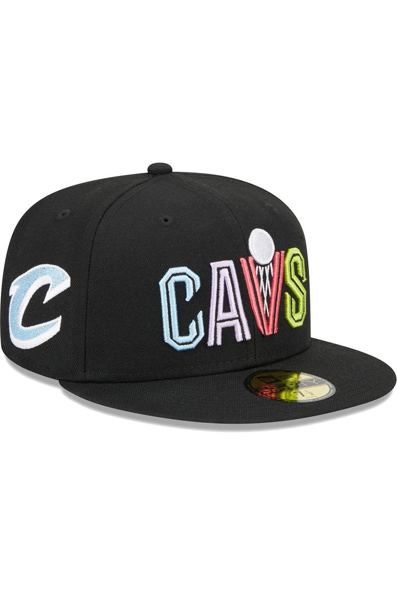 Men's New Era Black Cleveland Cavaliers Color Pack 59FIFTY Fitted Hat, Alternate, color, Black