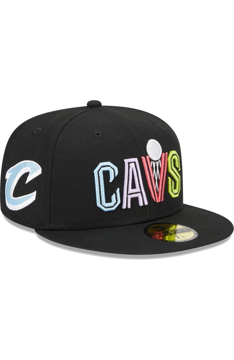 New Era Men's New Era Black Cleveland Cavaliers Color Pack 59FIFTY Fitted Hat, Alternate, color, 