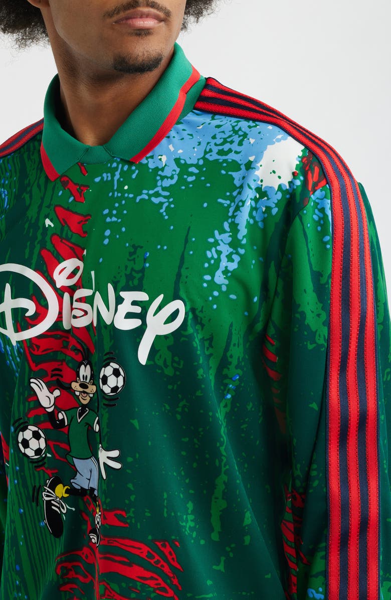 adidas Originals x Brain Dead Disney Long Sleeve Jersey, Alternate, color, Red/ Bold Green/ Blue