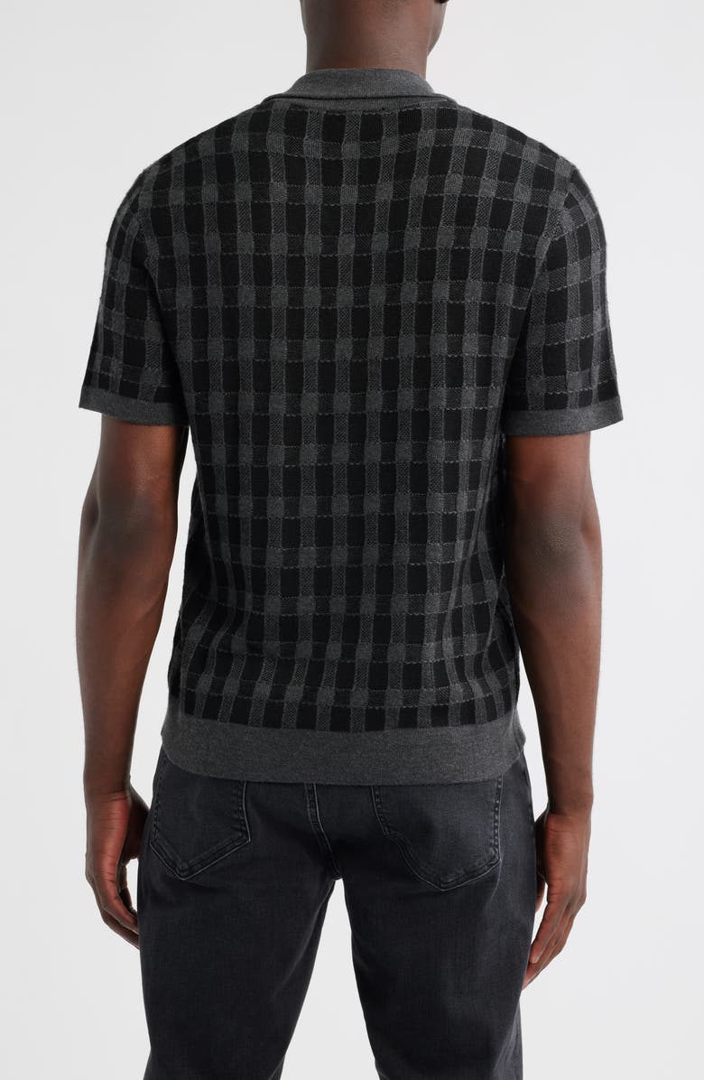 Rails Ronan Jacquard Check Knit Camp Shirt, Alternate, color, Charcoal Black