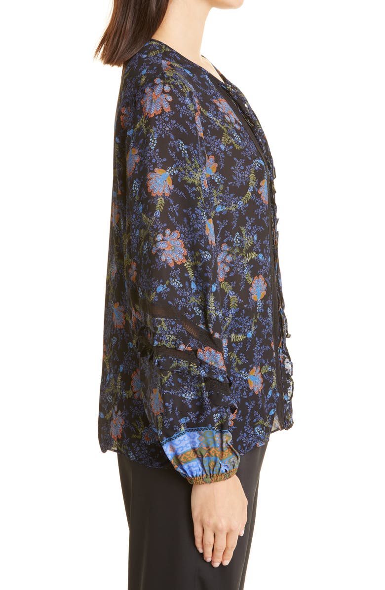 KOBI HALPERIN Brynn Floral Silk Blend Blouse, Alternate, color, 
