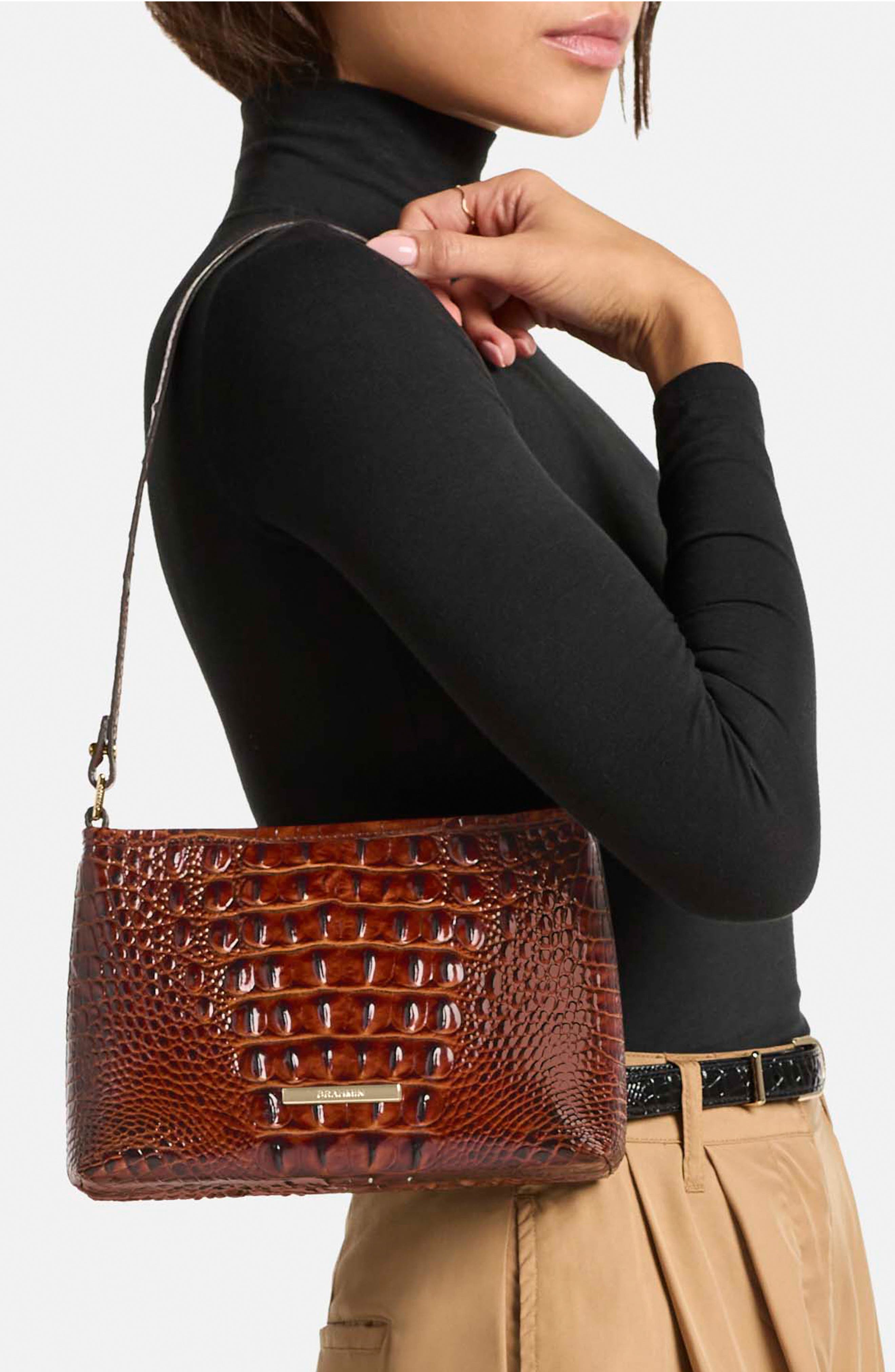 Brahmin Lorelei Croc Embossed Leather Shoulder Bag, Alternate, color, 