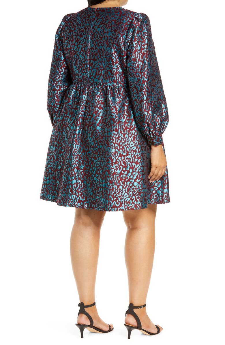 Halogen<sup>®</sup> x Atlantic-Pacific Leopard Jacquard Long Sleeve Dress, Alternate, color,