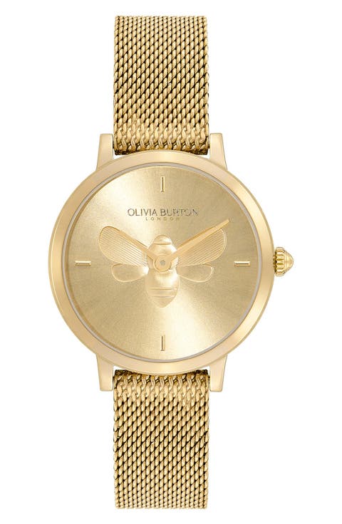 Signature Bees Mesh Strap Watch, 28mm