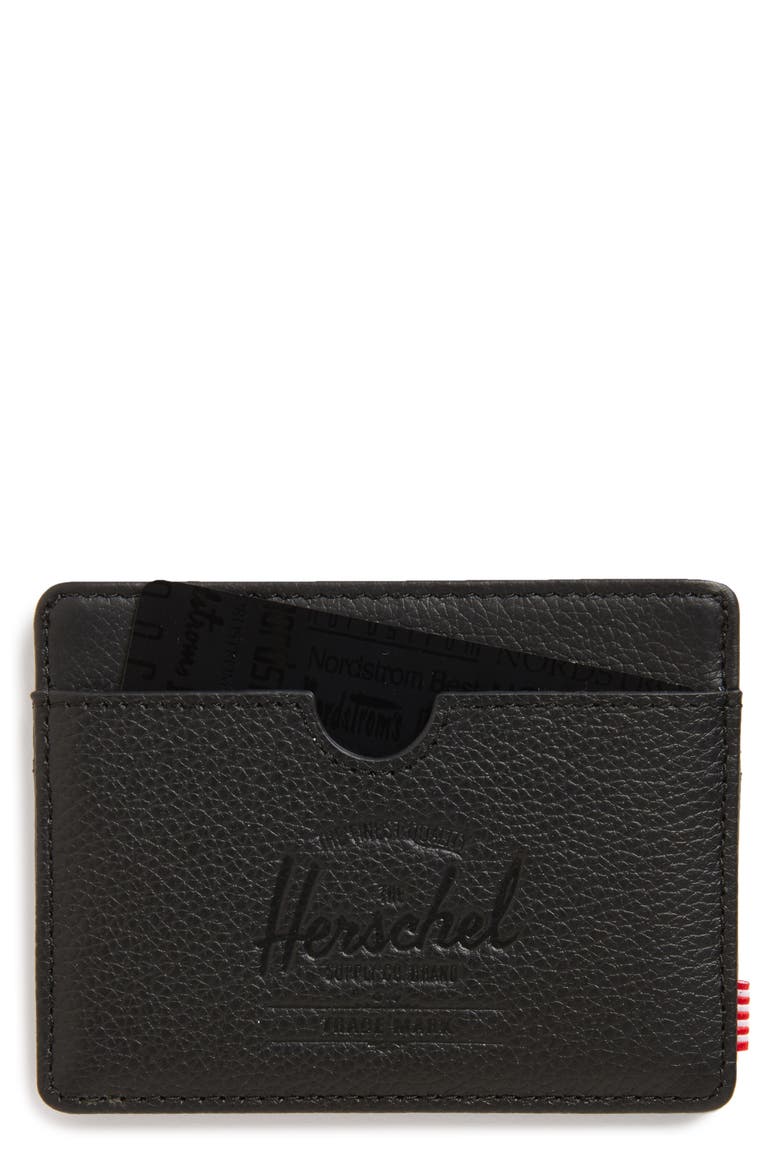 Charlie Leather Card Case, Main, color, BLACK LEATHER