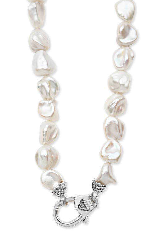 Lagos Sterling Silver Luna Keshi Pearl & Caviar Bead Collar Necklace, 18 In Silver