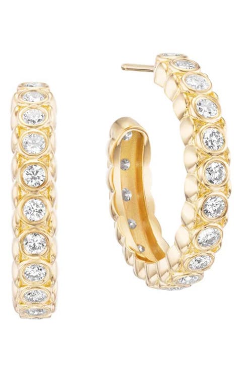 Morning Drop 18k Gold Diamond Hoop Earrings
