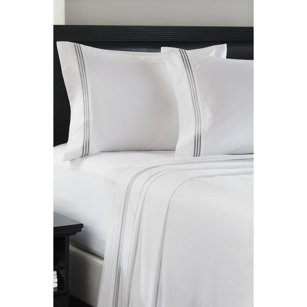 Luxury Home Embroidered Line 3-piece Sheet Set In Gray