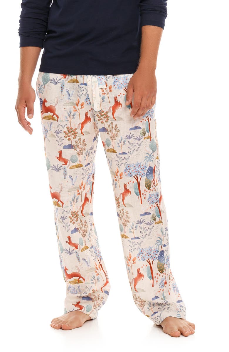 The Lazy Poet Drew Equus Horse Print Linen Pajama Pants, Main, color, 