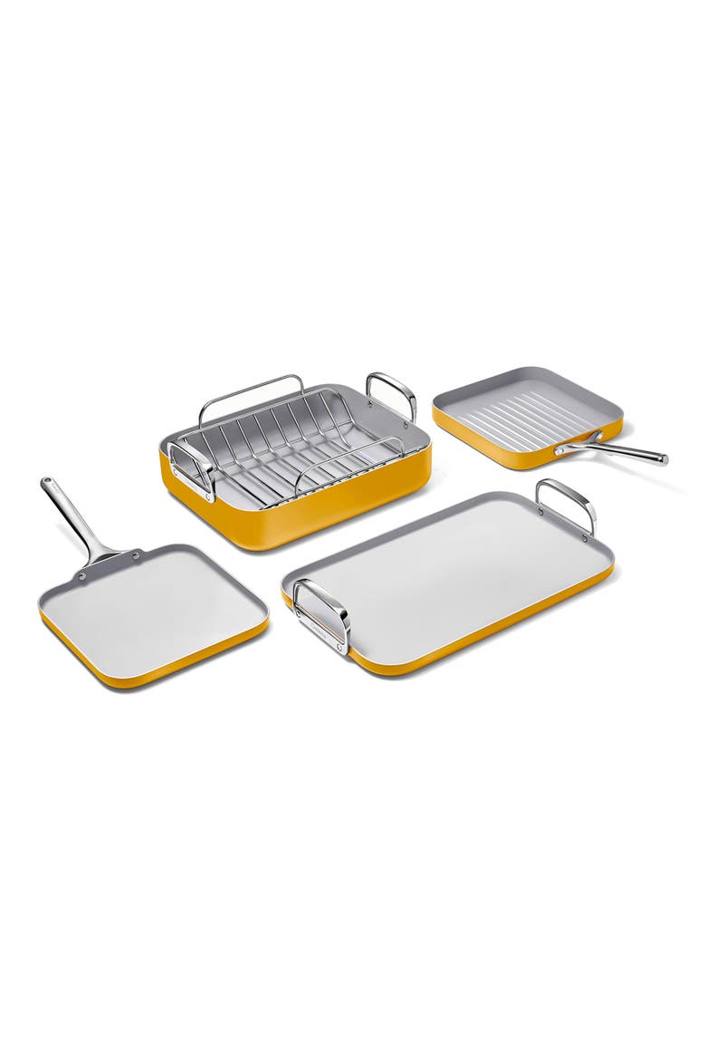 5-Piece Ceramic Nonstick Cookware Set, Main, color, MARIGOLD