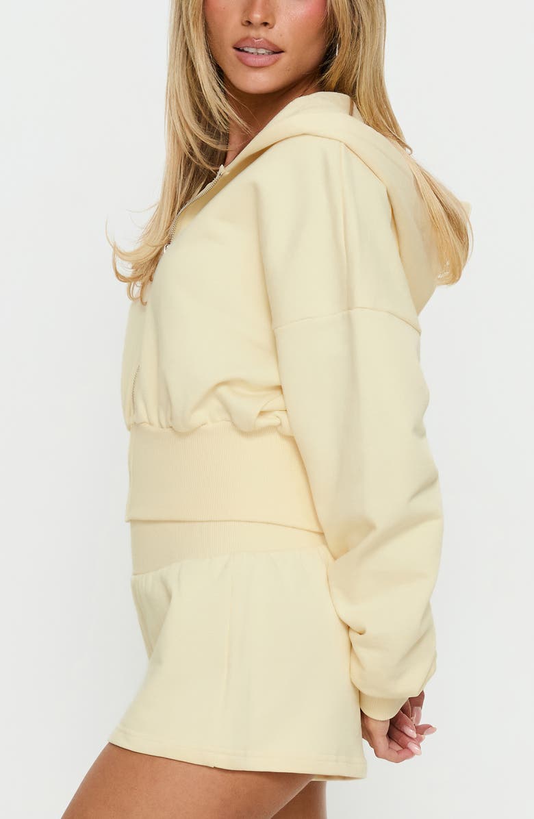 Princess Polly Daytime Crop Front Zip Hoodie, Alternate, color, Buttercream