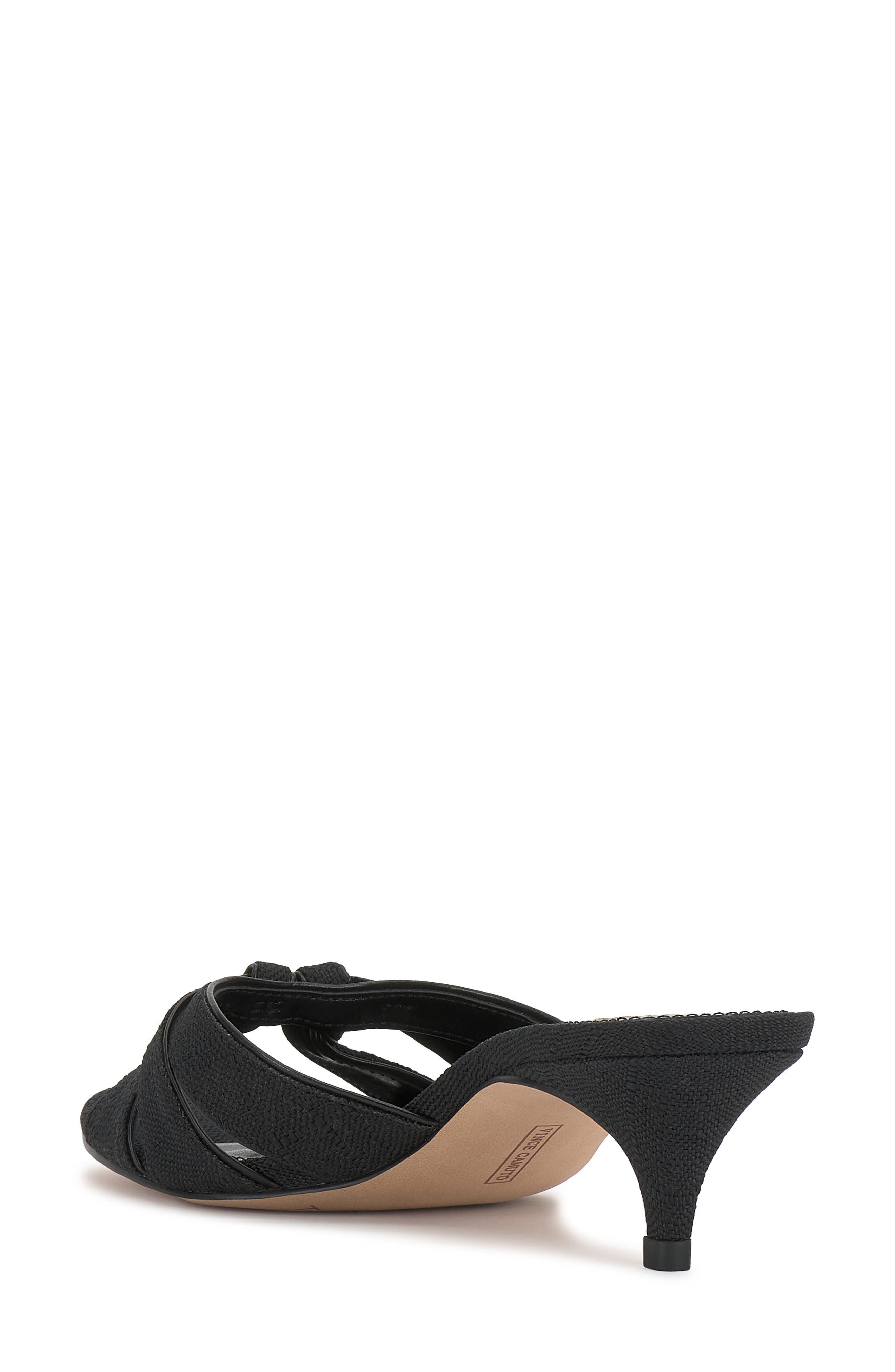 Vince Camuto Kaydyn Kitten Heel Sandal, Alternate, color, Black/ Black Raffia Linen