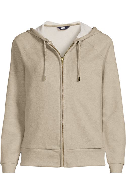 Lands' End Serious Sweats Relaxed Long Sleeve Full Zip Hoodie Sweatshirt In Champagne Heather