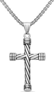 EDFORCE Men's Twisted Cross Pendant Necklace