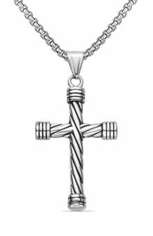 EDFORCE Men's Twisted Cross Pendant Necklace
