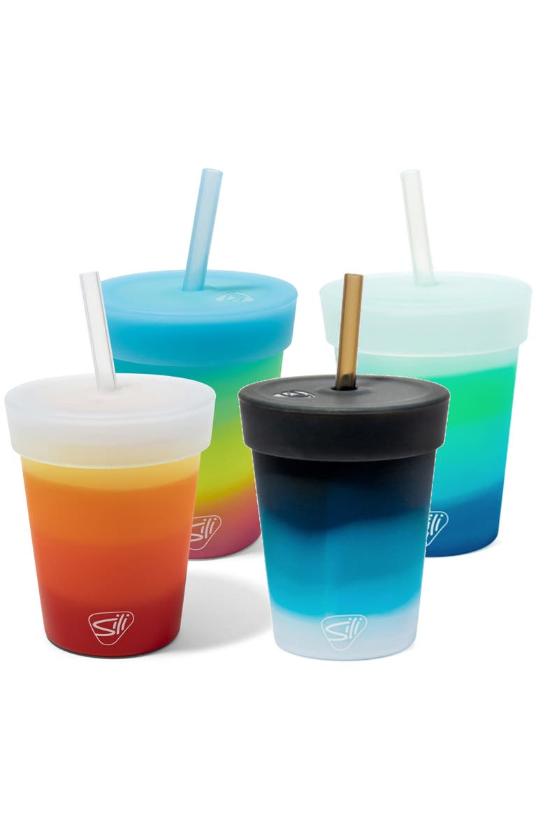 Silipint Kids Straw Tumblers 8oz, 4 pk, Main, color, Multicolored