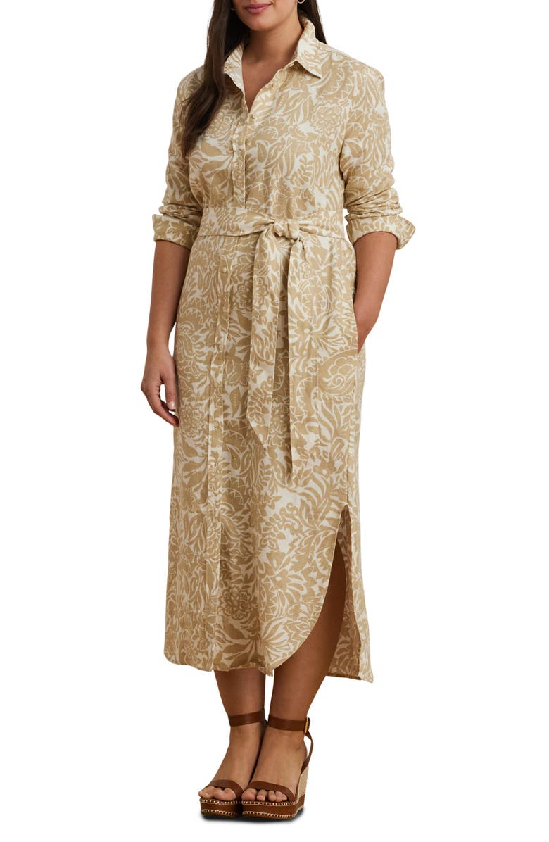 Lauren Ralph Lauren Floral Long Sleeve Linen Shirtdress, Main, color,