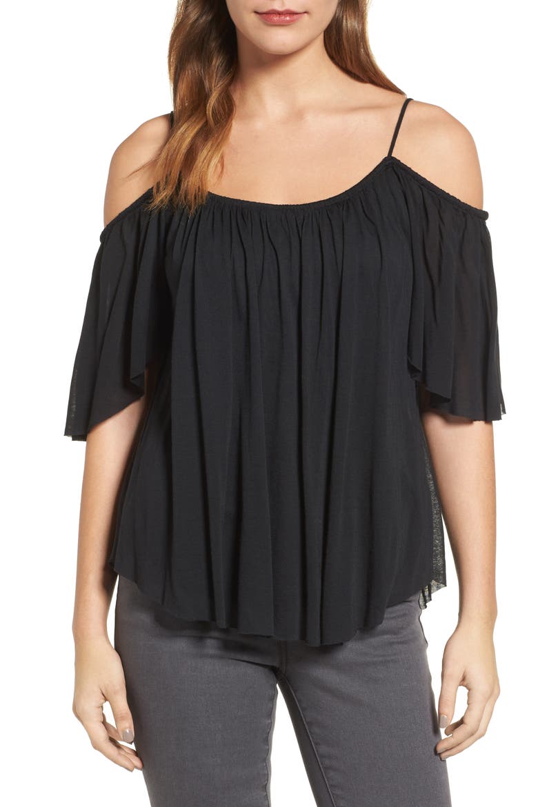 Flight Phase Cold Shoulder Top, Main, color, BLACK