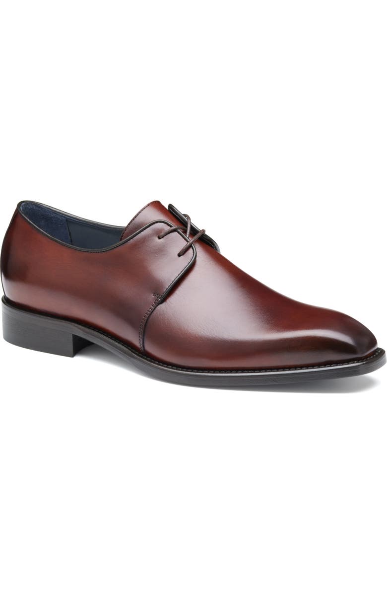 Johnston & Murphy Larson Plain Toe Derby, Main, color, Mahogany Italian Calfskin