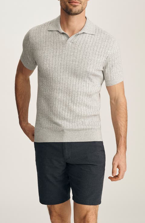 Mélange Johnny Collar Short Sleeve Cotton Sweater