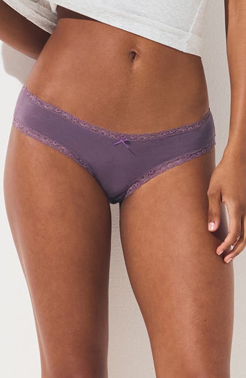 Lightweight Cotton Lace Trim Briefs (Regular & Plus)