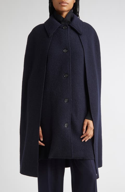 Wool Bouclé Cape Coat