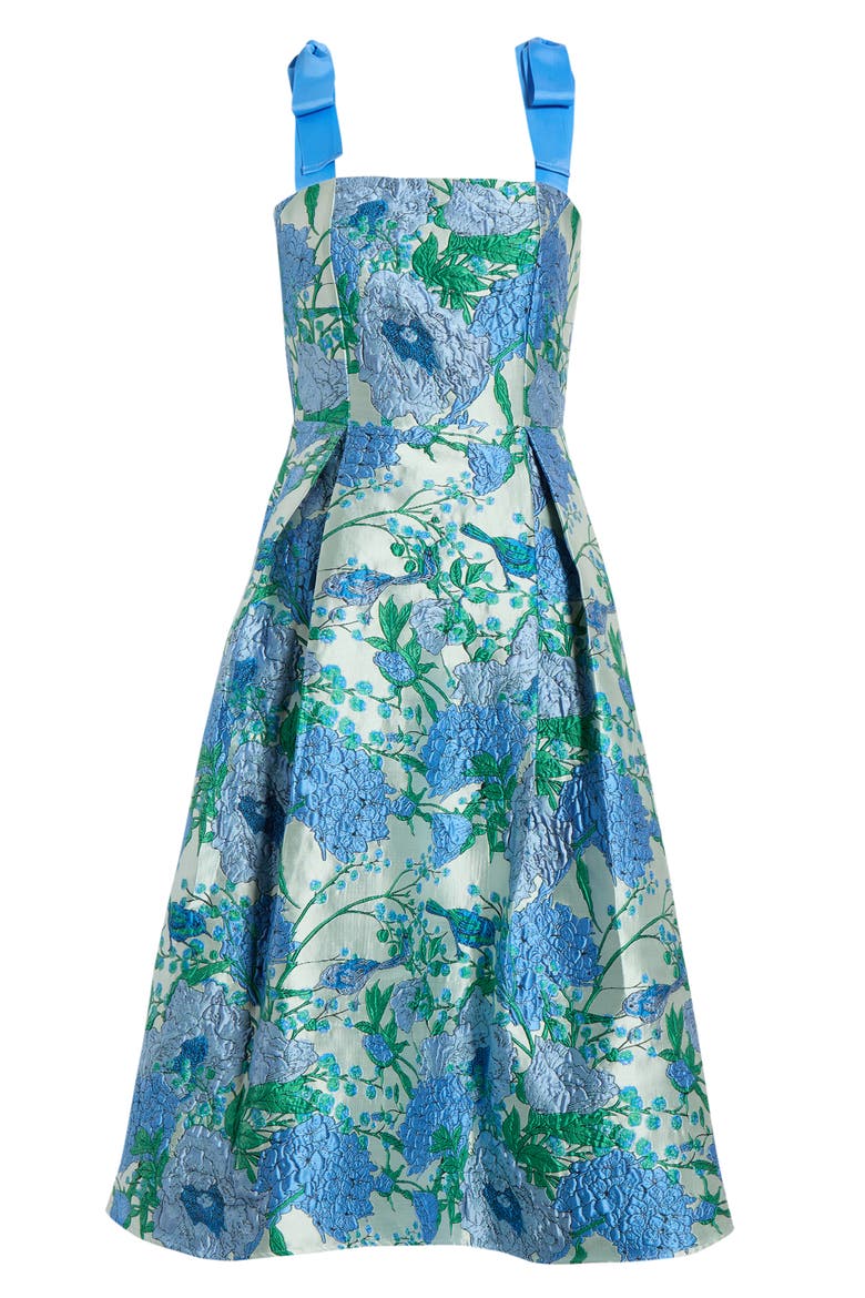 Willa Floral Dina Pleated Midi Dress, Alternate, color, WHITE-BLUE