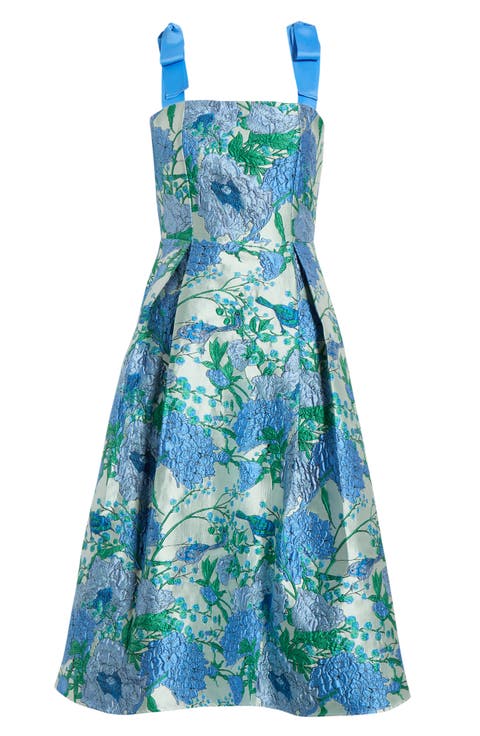 Willa Floral Dina Pleated Midi Dress