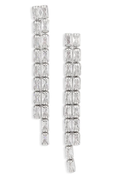 CZ Linear Drop Earrings