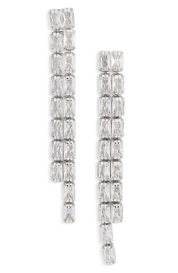 Nordstrom Rack Cz Linear Drop Earrings In Clear- Silver