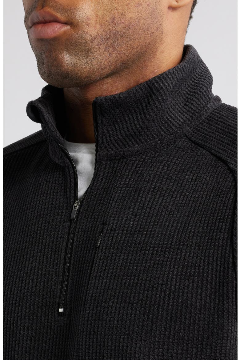 Ridge Brushed Fleece Quarter Zip Pullover, Alternate, color, BLACK