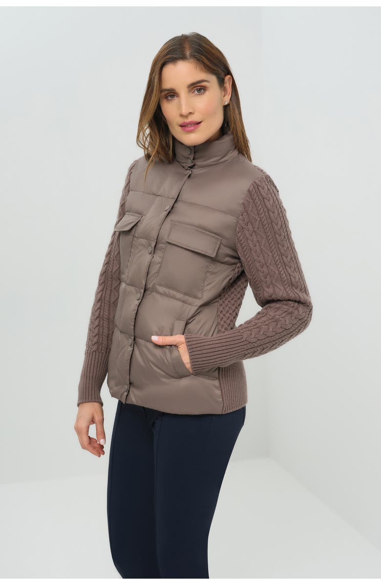 Anatomie Nina Puffer Jacket with Knit Back and Sleeves, Alternate, color, Taupe