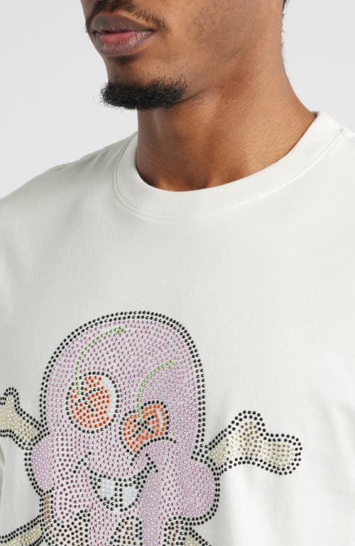 Icecream Stones Rhinestone Cotton Graphic T-shirt In White