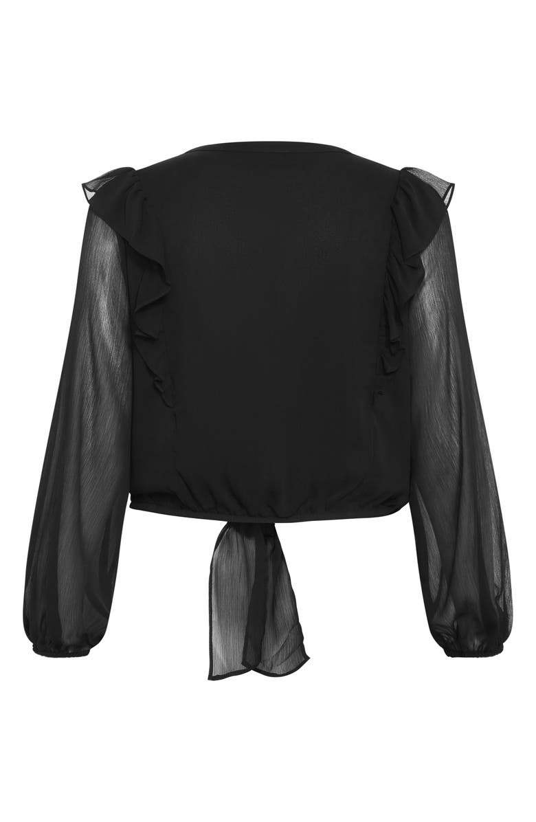 City Chic Melina Sheer Balloon Sleeve Crop Top, Alternate, color, 