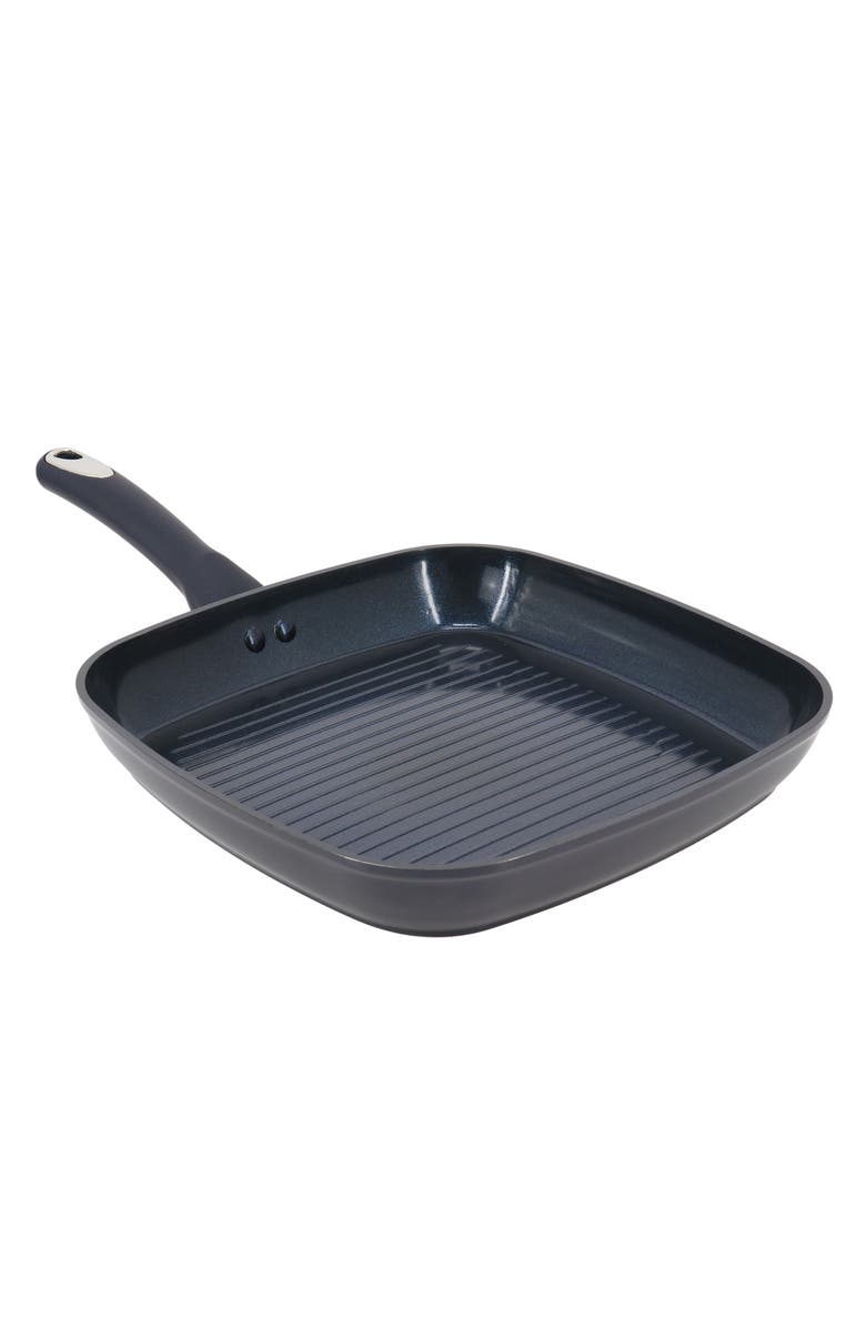 OSTER Hawke 11 Inch Square Ceramic Nonstick Aluminum Grill Pan, Main, color, Blue