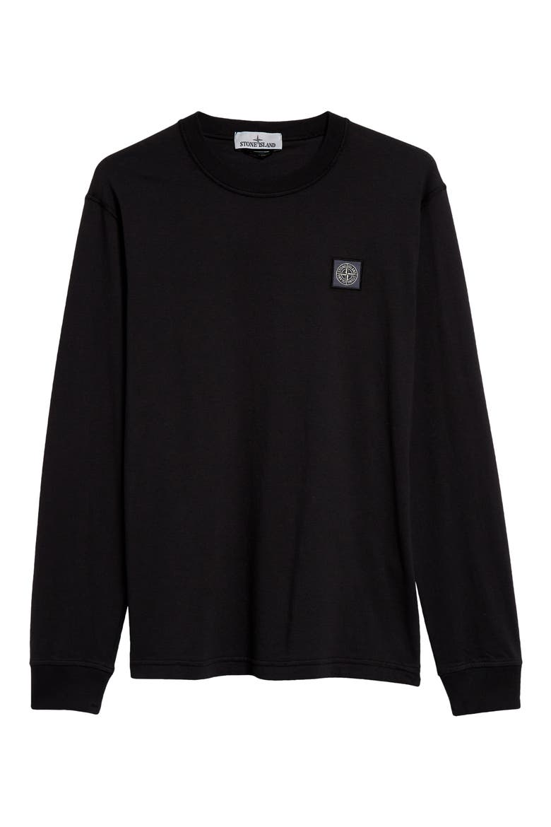 Logo Long Sleeve Cotton T-Shirt, Alternate, color, BLACK