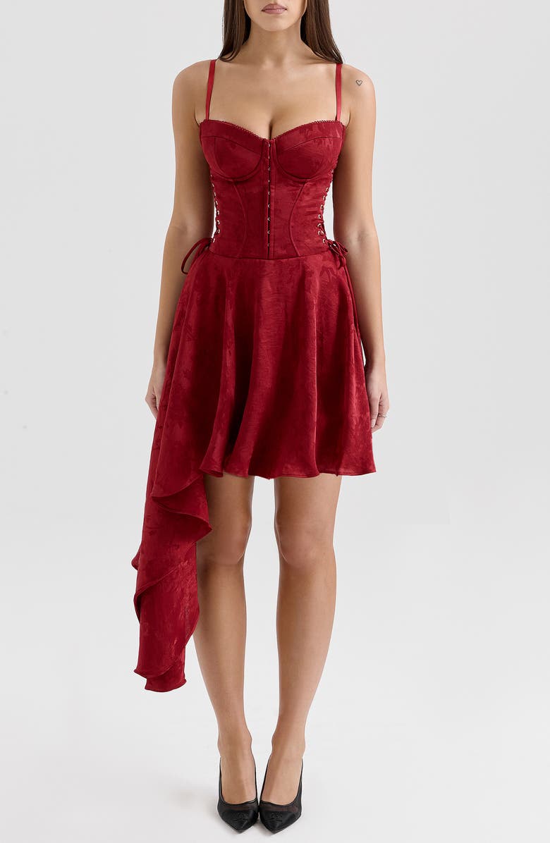 HOUSE OF CB Lola Underwire Corset Minidress, Main, color, Red Dahlia