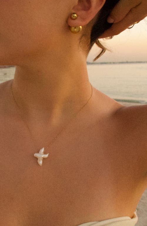 Joiana Jewelry Pearl Cross Necklace In Neutral